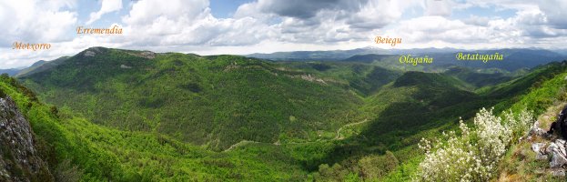 Panorama zabala Errezlandako gailurretik