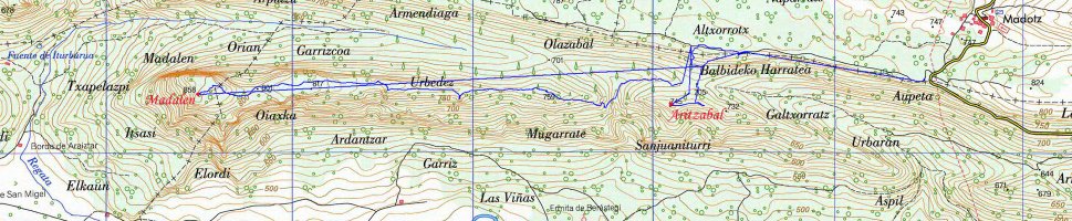 MAPA: Madalen eta Urbaran mendiak