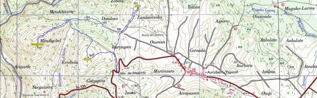 MAPA: Aritzarte, Errebelu eta Zobeta mendiak