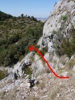 Peña Grande: Hegoaldeko isurialdetik Ekialdeko korridorera sartzeko markatutako pasabidea