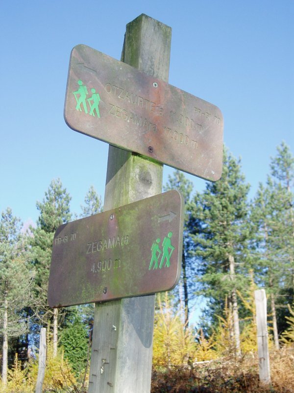 Norabide ezberdinak adierazten dituen seinalea Intzuzaeta lepoan