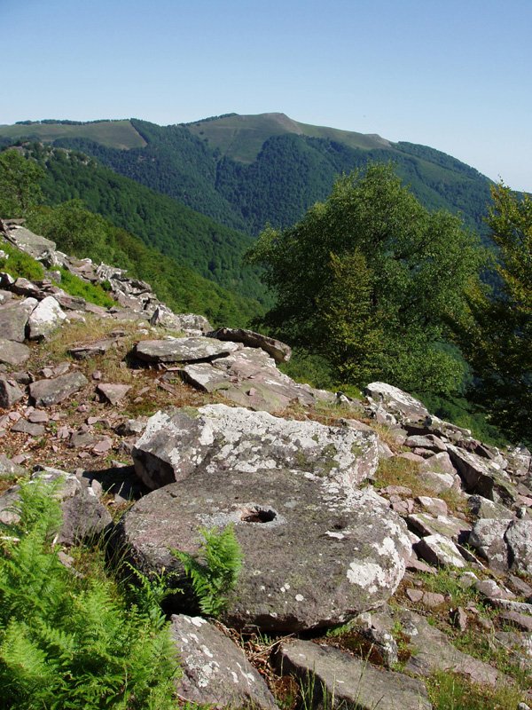 Ahantzitako errotarria eta atzean, Xuriain