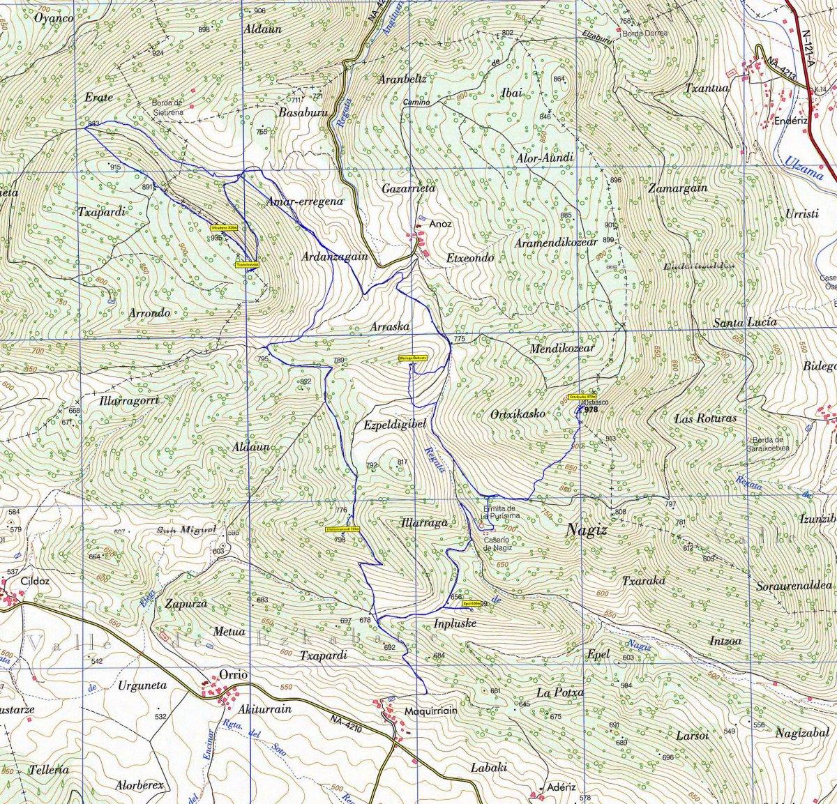 MAPA: Ortxikasko, Mendurro, Epel, Makirriainmendi