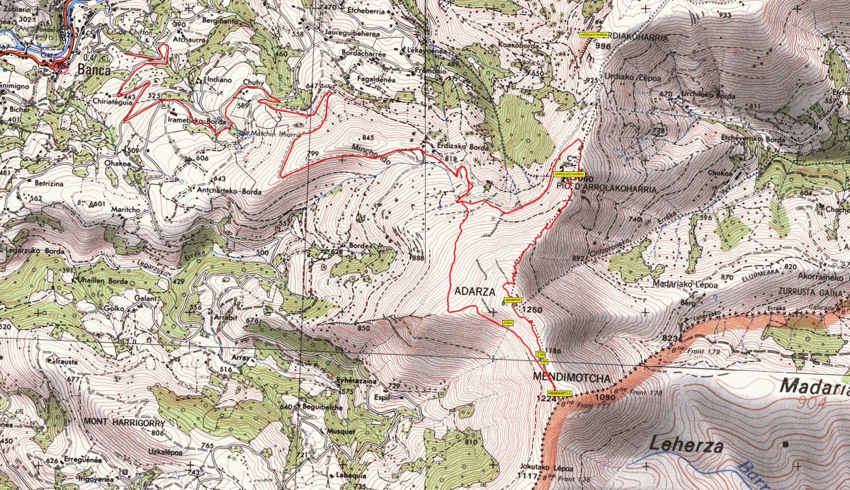 MAPA: Arrolako Harria, Adartza, Mendimotxa