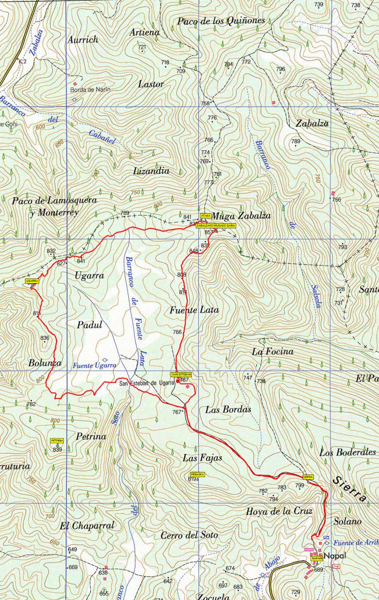 MAPA: Ugarra eta Zabaltzako mugako gaina