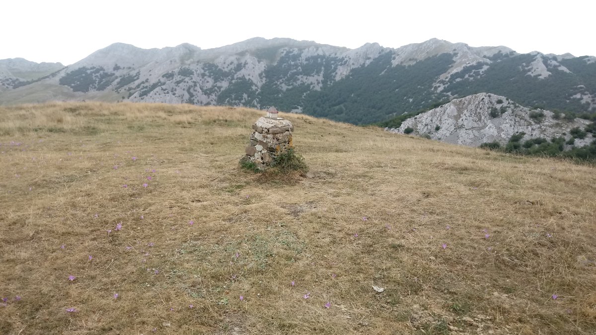 Milpiribil (1279m) tontorra, atzean Aizkorriko mendilerroa
