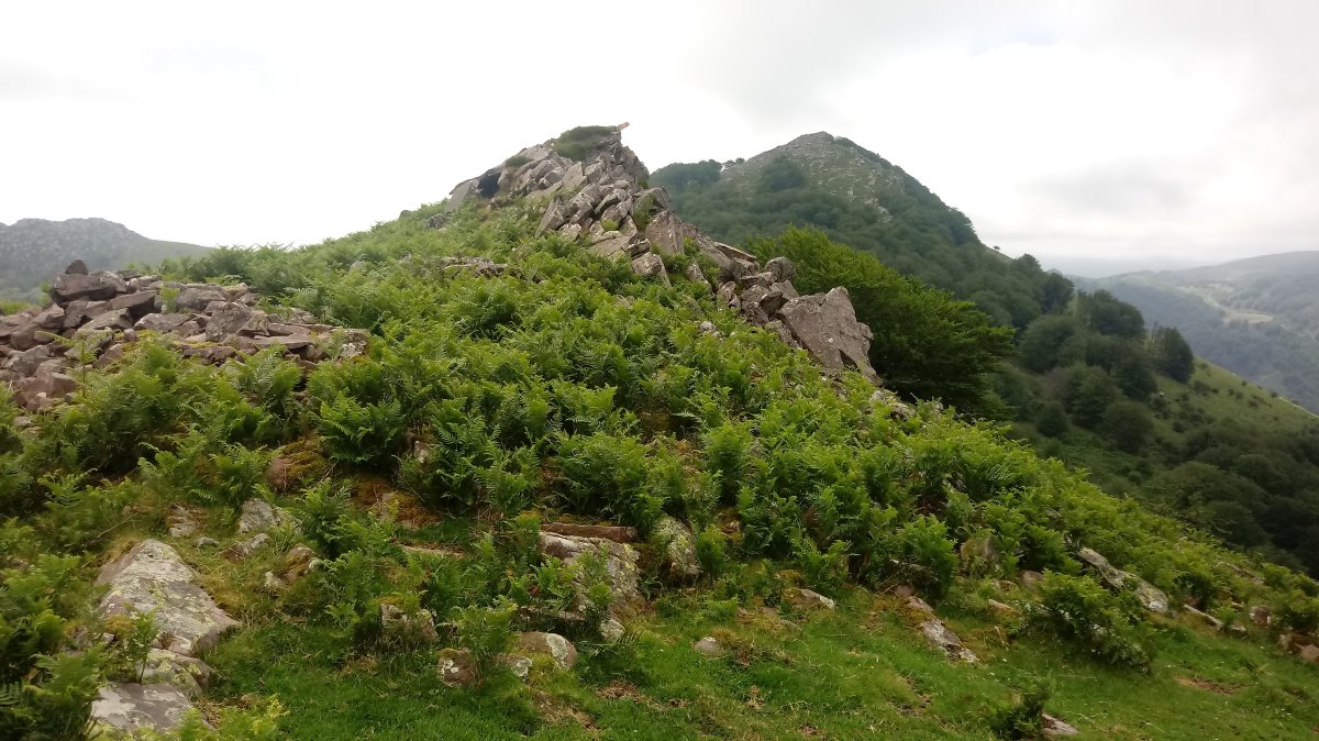 Larrabeltzeko Haitzak (911m) tontorra, atzean Alba